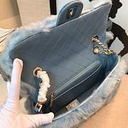 CHANEL NEW STYLE LAMB HAIR FLIP BAG BLUE - 6