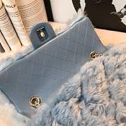 CHANEL NEW STYLE LAMB HAIR FLIP BAG BLUE - 5