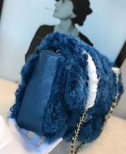 CHANEL NEW STYLE LAMB HAIR FLIP BAG DARK BLUE - 5