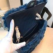 CHANEL NEW STYLE LAMB HAIR FLIP BAG DARK BLUE - 6