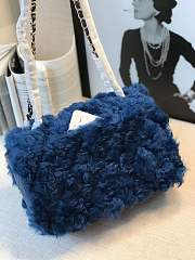 CHANEL NEW STYLE LAMB HAIR FLIP BAG DARK BLUE - 3