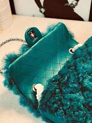 CHANEL NEW STYLE LAMB HAIR FLIP BAG GREEN - 2