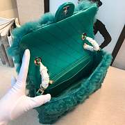 CHANEL NEW STYLE LAMB HAIR FLIP BAG GREEN - 3