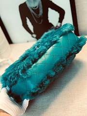 CHANEL NEW STYLE LAMB HAIR FLIP BAG GREEN - 6