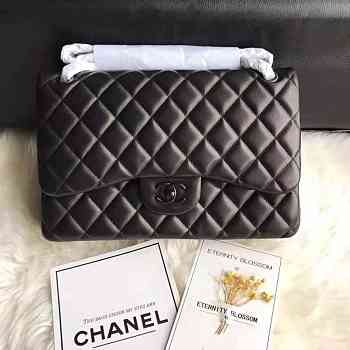 CHANEL CAVIAR LAMBSKIN LEATHER FLAP BAG BLACK 30CM