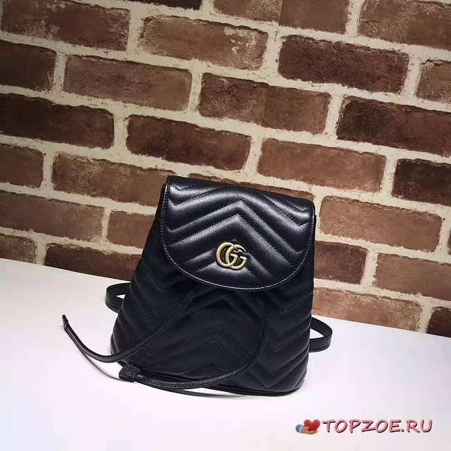 GUCCI BACKPACK BLACK WITH GOLD HARDWARE - 1