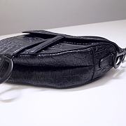 DIOR COWHIDE EMBOSSING SADDLE BAG BLACK - 6