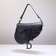 DIOR COWHIDE EMBOSSING SADDLE BAG BLACK - 1