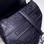 DIOR COWHIDE EMBOSSING SADDLE BAG BLACK - 2