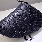 DIOR COWHIDE EMBOSSING SADDLE BAG BLACK - 3