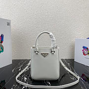 PRADA White Small Brushed Leather Tote 1BA331 Size 17.5 x 15 x 5cm - 1
