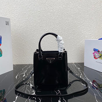PRADA Black Small Brushed Leather Tote 1BA331 Size 17.5 x 15 x 5cm