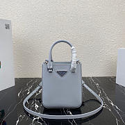 PRADA Cornflower Blue Small Brushed Leather Tote 1BA331 Size 17.5 x 15 x 5cm - 1