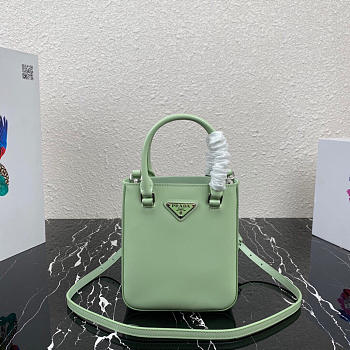 PRADA Aqua Small Brushed Leather Tote 1BA331 Size 17.5 x 15 x 5cm