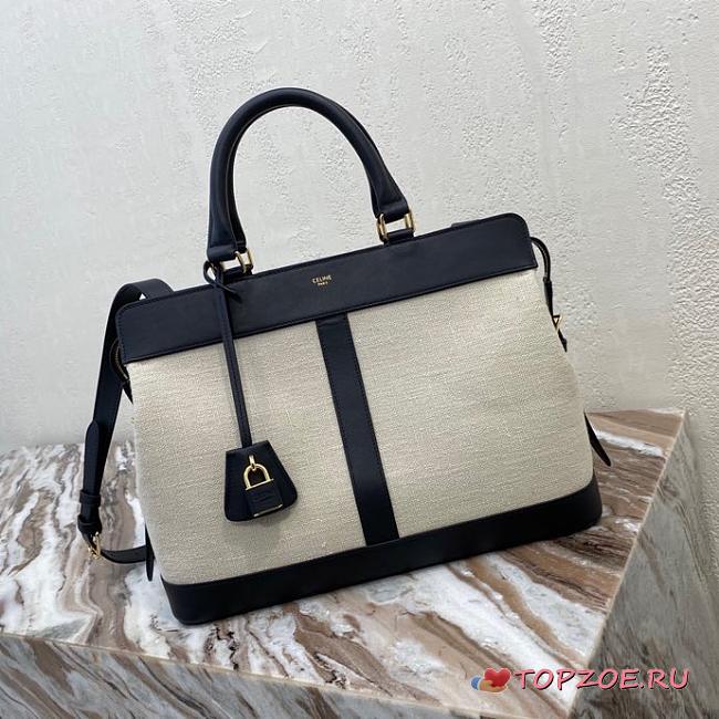 CELINE MEDIUM CABAS DE FRANCE BAG NATURAL/BLACK 192662_37 x 27 x 14 cm - 1