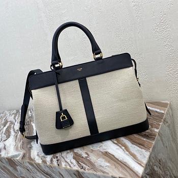CELINE MEDIUM CABAS DE FRANCE BAG NATURAL/BLACK 192662_37 x 27 x 14 cm