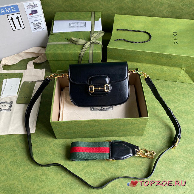 GUCCI HORSEBIT 1955 MINI BAG BLACK 658574 SIZE 20.5 X 14 X 5CM - 1