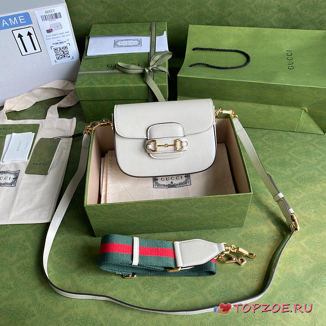 GUCCI HORSEBIT 1955 MINI BAG WHITE 658574 SIZE 20.5 X 14 X 5CM - 1