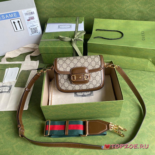 GUCCI HORSEBIT 1955 MINI BAG BROWN 658574 SIZE 20.5 X 14 X 5CM - 1