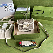 GUCCI HORSEBIT 1955 MINI BAG WHITE GG SUPREME 658574 SIZE 20.5 X 14 X 5CM - 1