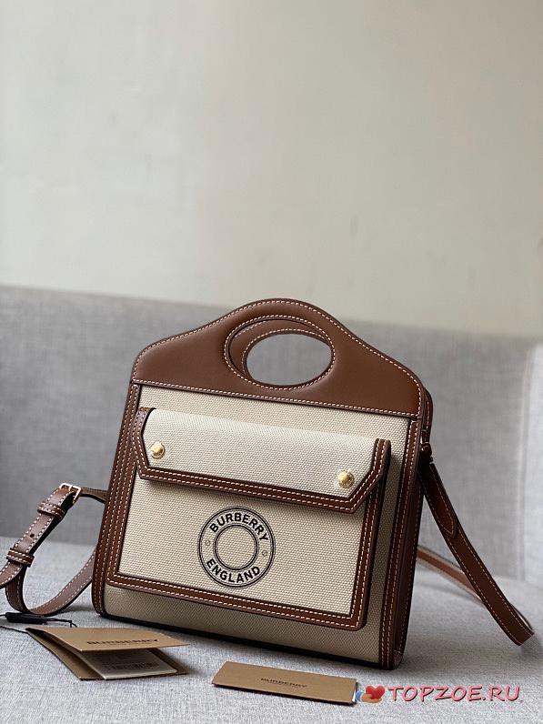 Burberry Mini Logo Pocket Bag Natural/Tan 80280621 Size 23 cm - 1