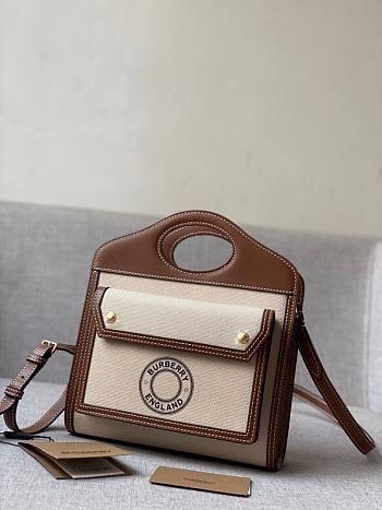 Burberry Mini Logo Pocket Bag Natural/Tan 80280621 Size 23 cm