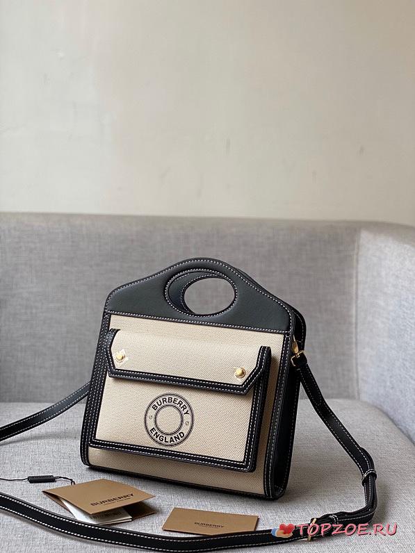 Burberry Mini Logo Pocket Bag Natural/Black 80280581 Size 23 cm - 1