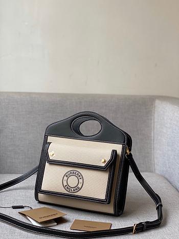 Burberry Mini Logo Pocket Bag Natural/Black 80280581 Size 23 cm