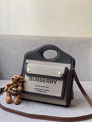 Burberry Mini Tri-tone Cotton Canvas and Leather Pocket Bag 80393631 Size 23 cm - 1