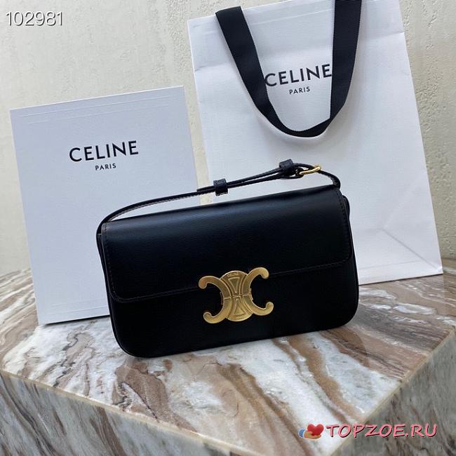 CELINE TRIOMPHE SHOULDER BAG BLACK 194143 SIZE 20 x 10 x 4 cm - 1
