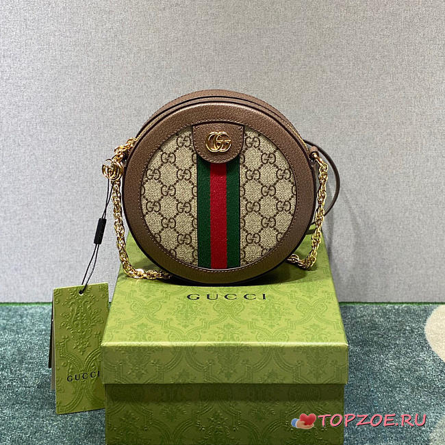 GUCCI OPHIDIA MINI GG ROUND SHOULDER BAG 550618 SIZE 18 X 18 X 4.5CM - 1