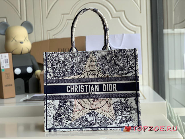 DIOR BOOK TOTE BLUE & WHITE M1286 SIZE 42 CM - 1