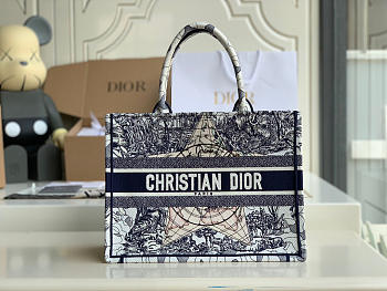 SMALL DIOR BOOK TOTE BLUE & WHITE M1296 SIZE 36 CM