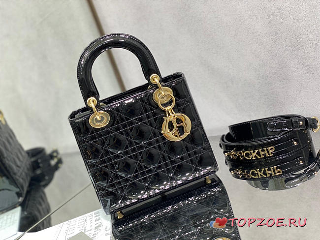 SMALL LADY DIOR BAG BLACK M0531 SIZE 20 x 16.5 x 8 CM - 1