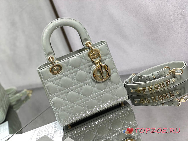 SMALL LADY DIOR BAG GRAY ULTRAMATTE M0531 SIZE 20 x 16.5 x 8 CM - 1