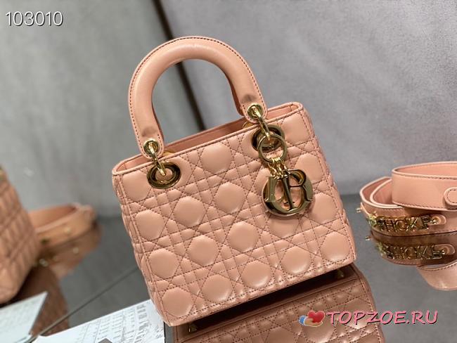 SMALL LADY DIOR BAG ROSE M0531 SIZE 20 x 16.5 x 8 CM - 1