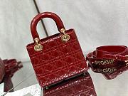 SMALL LADY DIOR BAG CHERRY RED M0531 SIZE 20 x 16.5 x 8 CM - 3