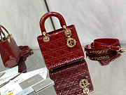 SMALL LADY DIOR BAG CHERRY RED M0531 SIZE 20 x 16.5 x 8 CM - 2