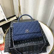 CHANEL LARGE FLAP BAG WITH TOP HANDLE BLUE A92991 SIZE 28CM - 1