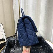 CHANEL LARGE FLAP BAG WITH TOP HANDLE BLUE A92991 SIZE 28CM - 5