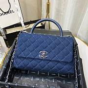 CHANEL LARGE FLAP BAG WITH TOP HANDLE BLUE A92991 SIZE 28CM - 4