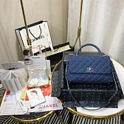 CHANEL LARGE FLAP BAG WITH TOP HANDLE BLUE A92991 SIZE 28CM - 3