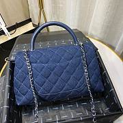 CHANEL LARGE FLAP BAG WITH TOP HANDLE BLUE A92991 SIZE 28CM - 2