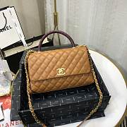 CHANEL LARGE FLAP BAG WITH TOP HANDLE BROWN A92991 SIZE 28CM - 1