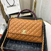 CHANEL LARGE FLAP BAG WITH TOP HANDLE BROWN A92991 SIZE 28CM - 6