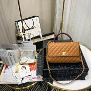 CHANEL LARGE FLAP BAG WITH TOP HANDLE BROWN A92991 SIZE 28CM - 4