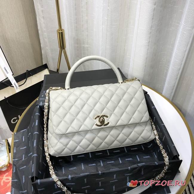 CHANEL LARGE FLAP BAG WITH TOP HANDLE GRAY A92991 SIZE 28CM - 1