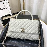CHANEL LARGE FLAP BAG WITH TOP HANDLE GRAY A92991 SIZE 28CM - 3