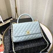 CHANEL LARGE FLAP BAG WITH TOP HANDLE LIGHT BLUE A92991 SIZE 28CM - 1