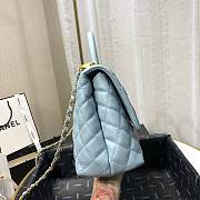 CHANEL LARGE FLAP BAG WITH TOP HANDLE LIGHT BLUE A92991 SIZE 28CM - 6